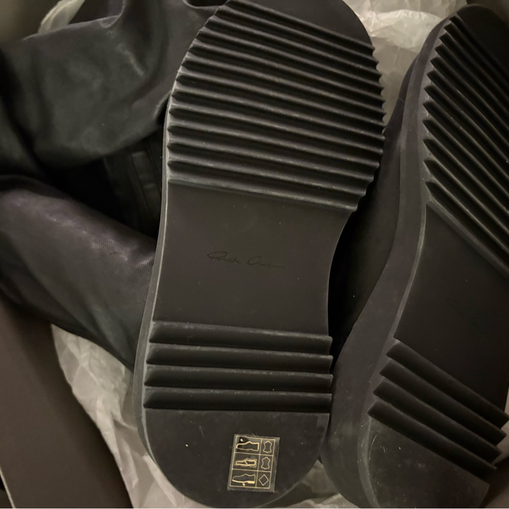 BNIB AUTHENTIC RICK OWENS BLACK LEATHER OVER THE KNEE BOOT - Picture 5 of 16